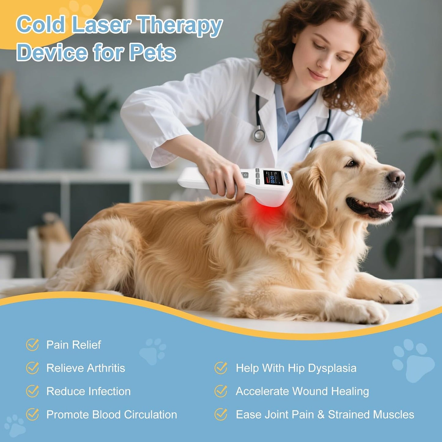Side view of MBBQNN red light therapy machine for dogs and cats