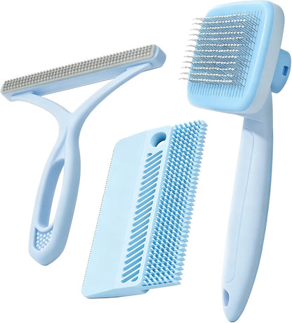 Self-Cleaning Cat Shedding Grooming Brush for Small Dog Pet Short Hair Remover Set Reusable Lint Removal Tool Carpet Scraper for Clothes Couch Bedding Furniture Car Pink - Image 13