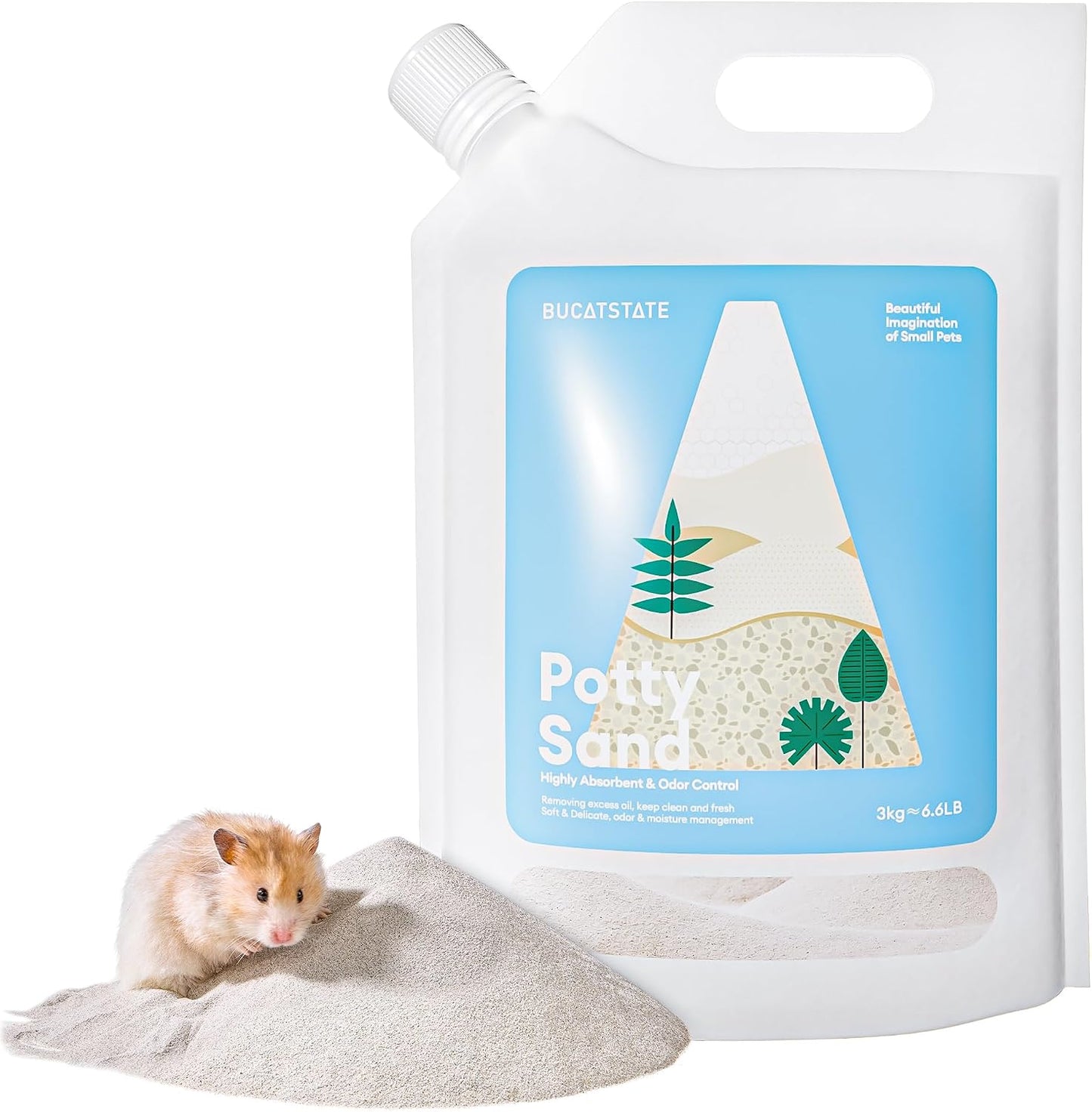 BUCATSTATE Hamster Bath Sand with Pour Spout, 6.6LB Desert Bath Sand | No-Dust Potty Litter Calcium-Free Sand for Hamster Chinchillas Gerbil Mice Degu or Other Small Pets (Fine Sand) - Image 12