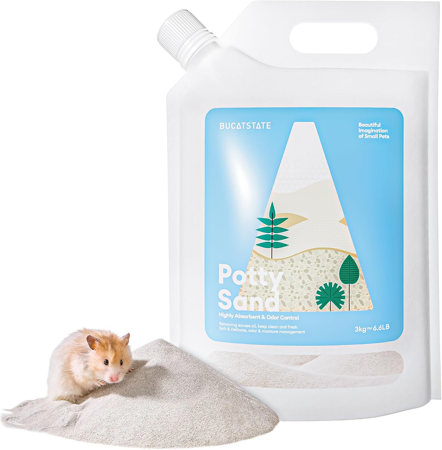 BUCATSTATE Hamster Bath Sand with Pour Spout, 6.6LB Desert Bath Sand | No-Dust Potty Litter Calcium-Free Sand for Hamster Chinchillas Gerbil Mice Degu or Other Small Pets (Fine Sand) - Image 12