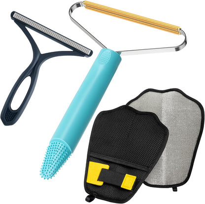 Set of three pet hair cleaning tools