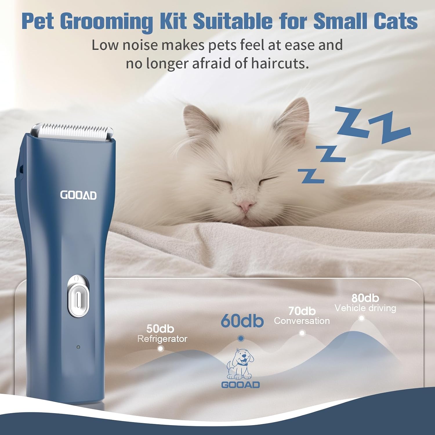 Gooad quiet cat shaver being used for pet paw grooming