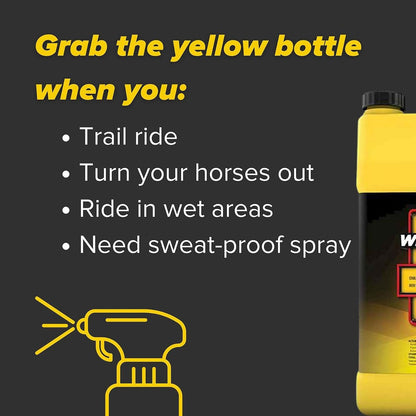 Pyranha Wipe N Spray side profile displaying application directions for horses