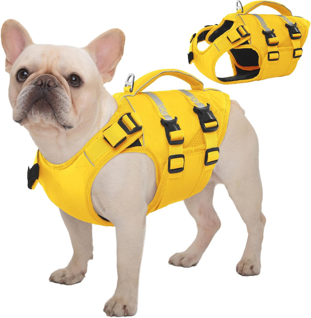 Kuoser Dog Life Jacket, High Flotation Dog Life Vest for Swimming Boating, Adjustable Ripstop Pet Lifesaver for Small Medium and Large Dogs, Reflective Safety Puppy Swimming Vest with Rescue Handle - Image 10