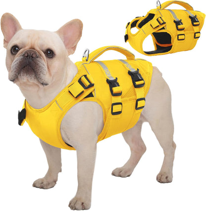 Kuoser Dog Life Jacket, High Flotation Dog Life Vest for Swimming Boating, Adjustable Ripstop Pet Lifesaver for Small Medium and Large Dogs, Reflective Safety Puppy Swimming Vest with Rescue Handle - Image 10