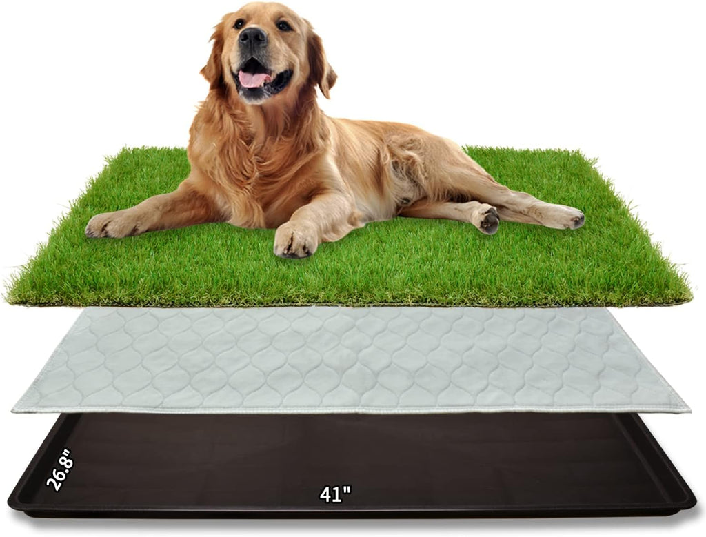 Dog Grass Large Potty Patch, Dog Litter Boxes Artificial Grass Bathroom Turf for Pet Training, Washable Puppy Pee Pad, Perfect Indoor/Outdoor Portable Potty Pet Loo (Tray system-35"X22.6") - Image 9
