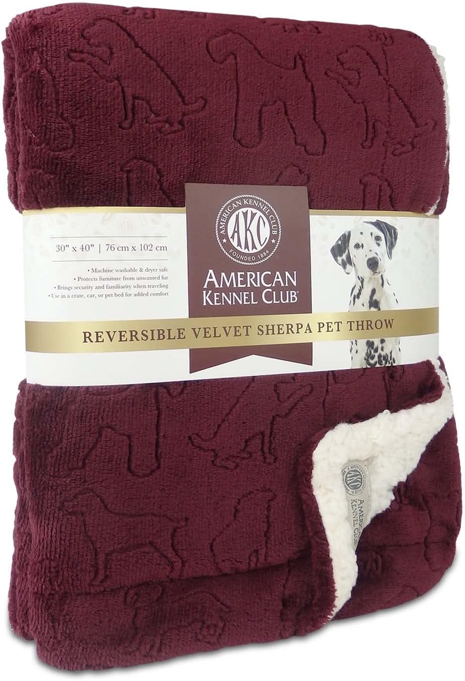 Cozy and warm reversible pet blanket spread out showing the high quality stitched borders