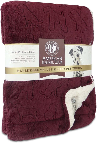 Cozy and warm reversible pet blanket spread out showing the high quality stitched borders