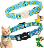 ARING PET 2 Pack Cat Collar-Cute Cotton Cat Collar Breakaway with Bell & Pendant, Adjustable Blue Green Striped Kitten Collars with Safety Buckle for Girl and Boy Pets - Image 13