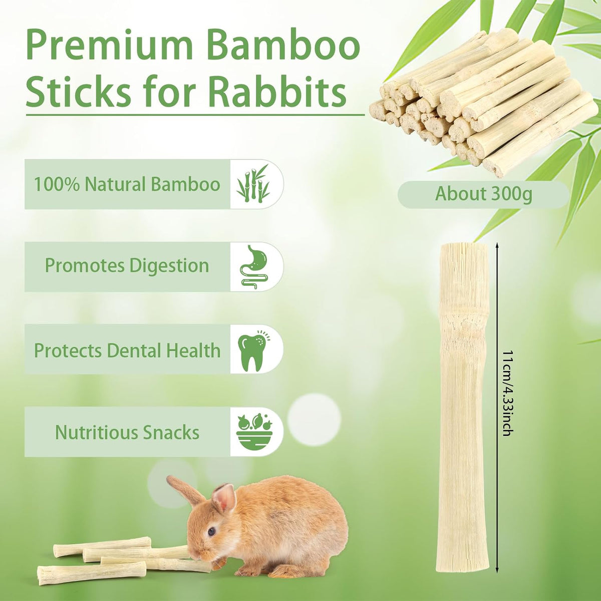 Natural sweet bamboo pet molar sticks for small animal teeth grinding