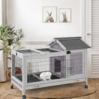 Rabbit Hutch Indoor Outdoor Rabbit Cage Bunny Cage with Run,No Leak Pull Out Tray,Wire Fence - Image 1