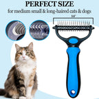 Close up of the dual sided teeth design for dematting and deshedding cats and dogs