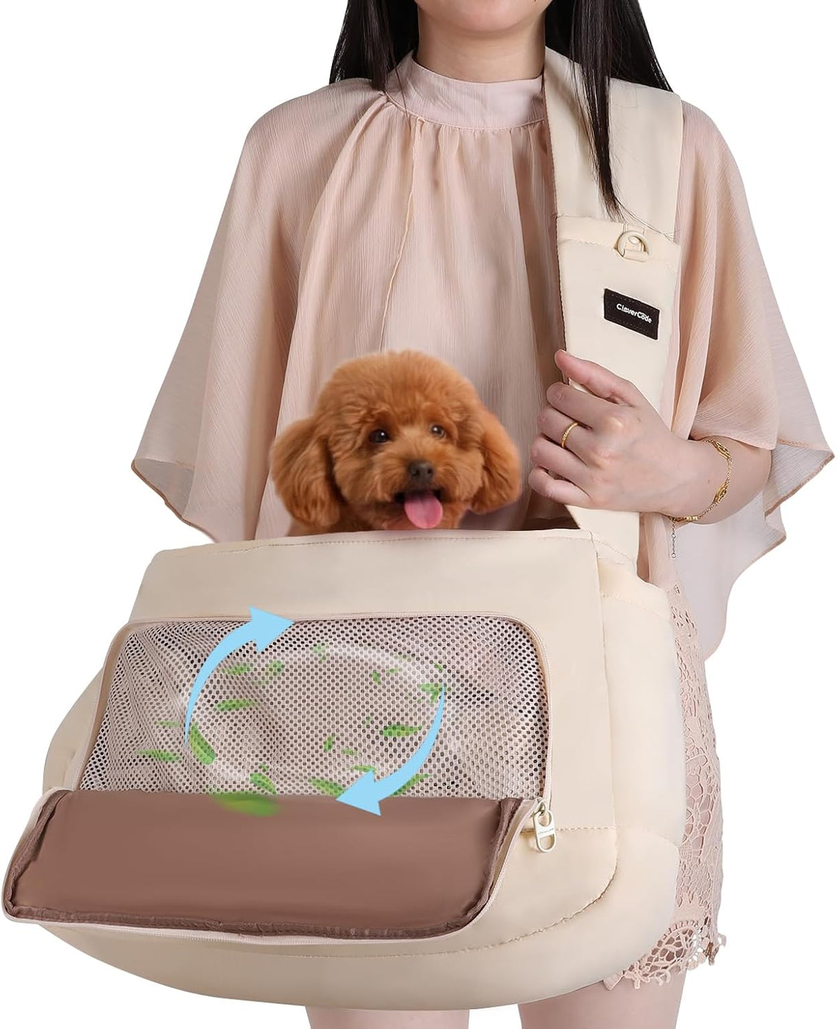 Dog Sling Carrier for Small Medium Dogs & Cats, Fits 7-18lbs, Soft Puffy Lightweight Pet Sling Carrier with Adjustable Padded Strap and Storage Pocket, Hands-Free for Travel, Hiking & Outdoor Black - Image 11