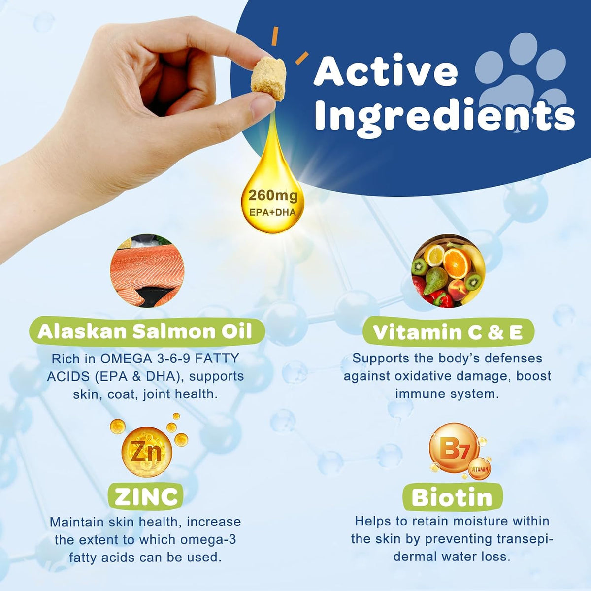 Nature Target allergy relief canine supplements nutritional facts label panel