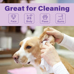 Natural ingredients callout on PrimePets dog grooming sheets highlighting aloe vera and oatmeal.