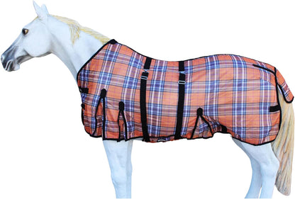 Premium imported horse mesh sheet side view showing secure leg straps