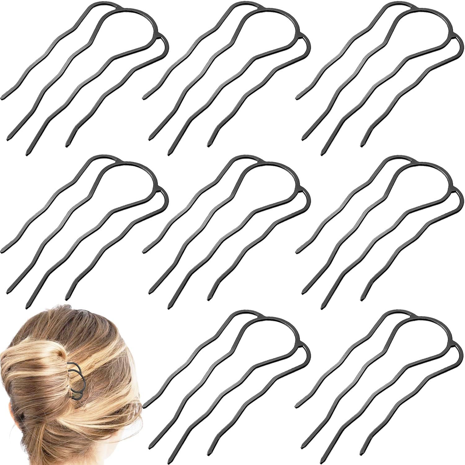 BOYIVI 8 pieces metal hair side combs front view showing 4 prong design