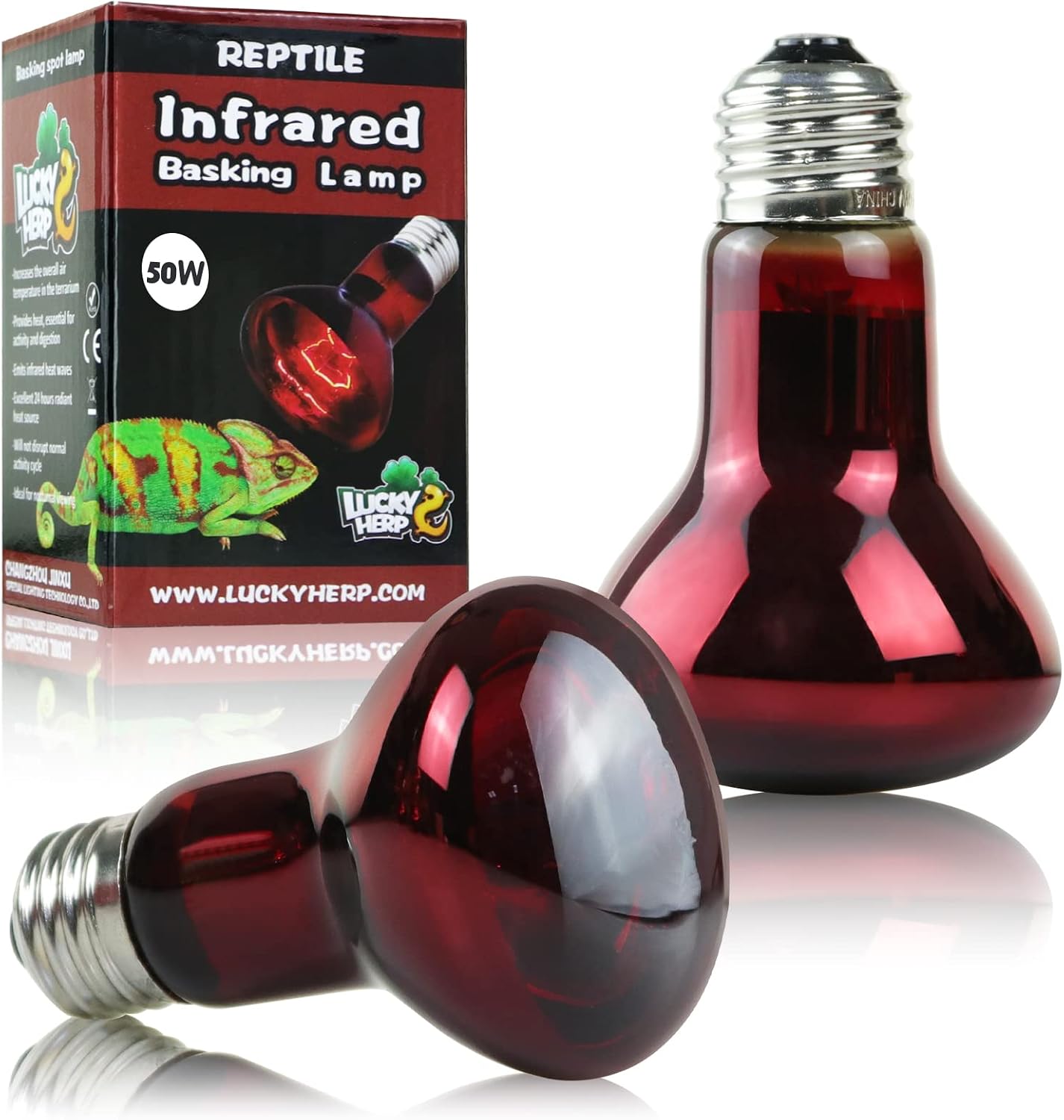 Lucky Herp reptile heat lamps demonstrating secure mounting inside a ceramic fixture socket.