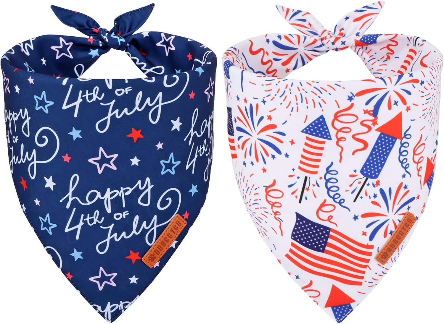 ADOGGYGO american flag dog bandana front view on a golden retriever dog