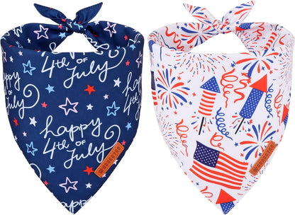 ADOGGYGO american flag dog bandana front view on a golden retriever dog
