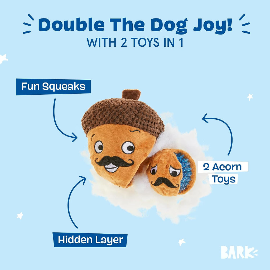 Large dog toy with squeaky spiky ball exposed