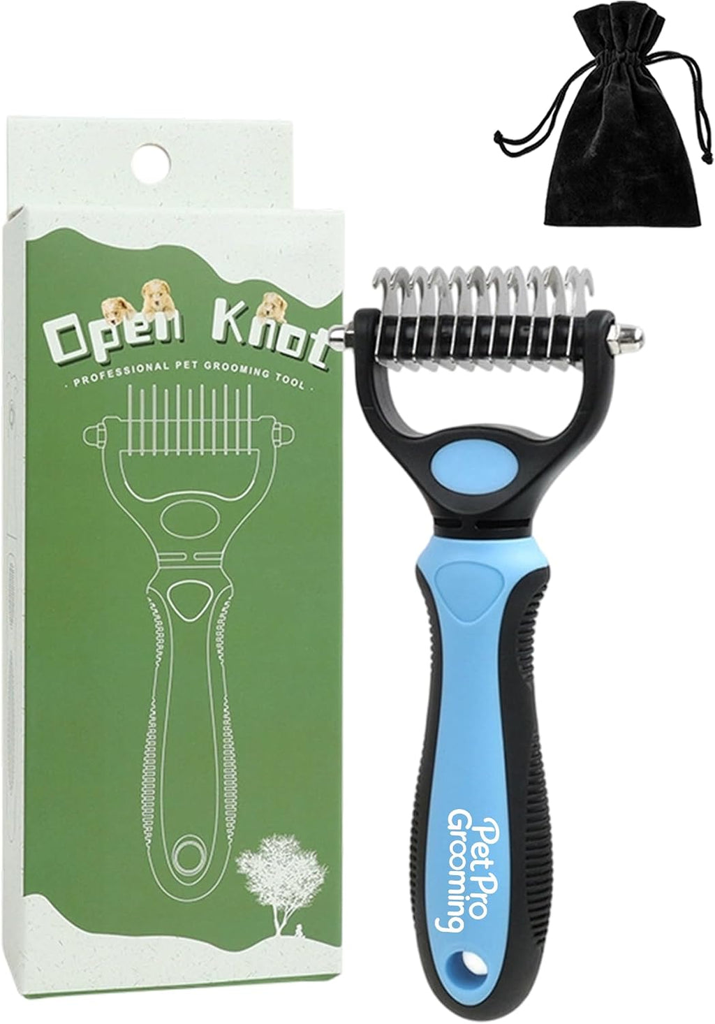 Tool, 2-In-1 Double-Sided Grooming Tool, Deshedding Dog Brush, Pet Shedding Remover Rounded-Tooth Comb For Painlessly Removing Knots And Loose Hair (Blue-Large) - Image 12