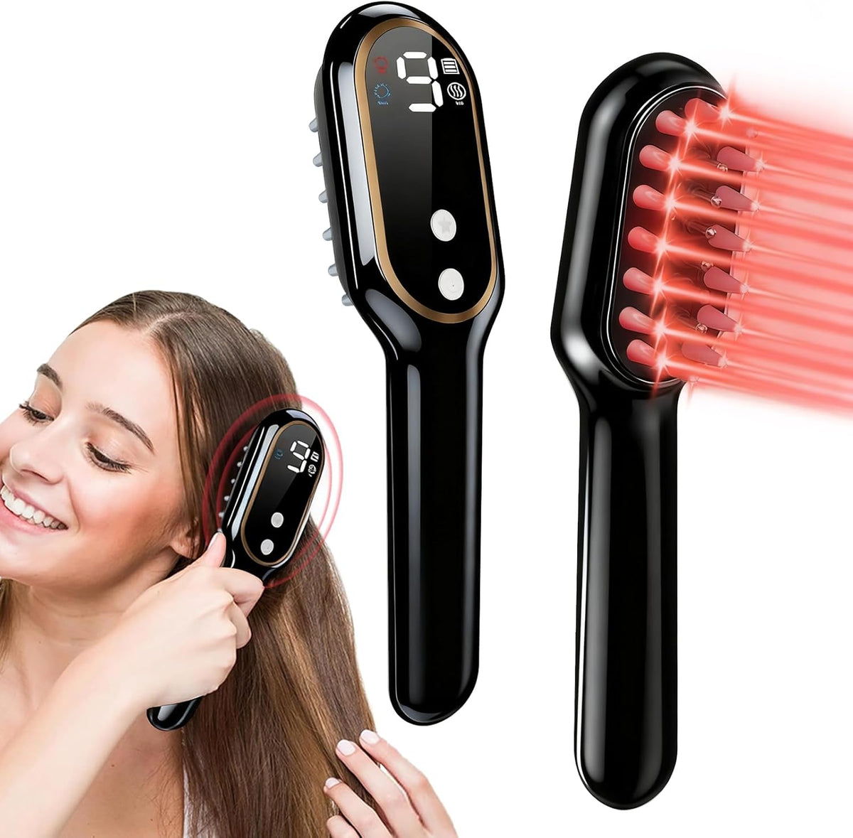 Apbier laser hair growth comb front view showing digital display screen