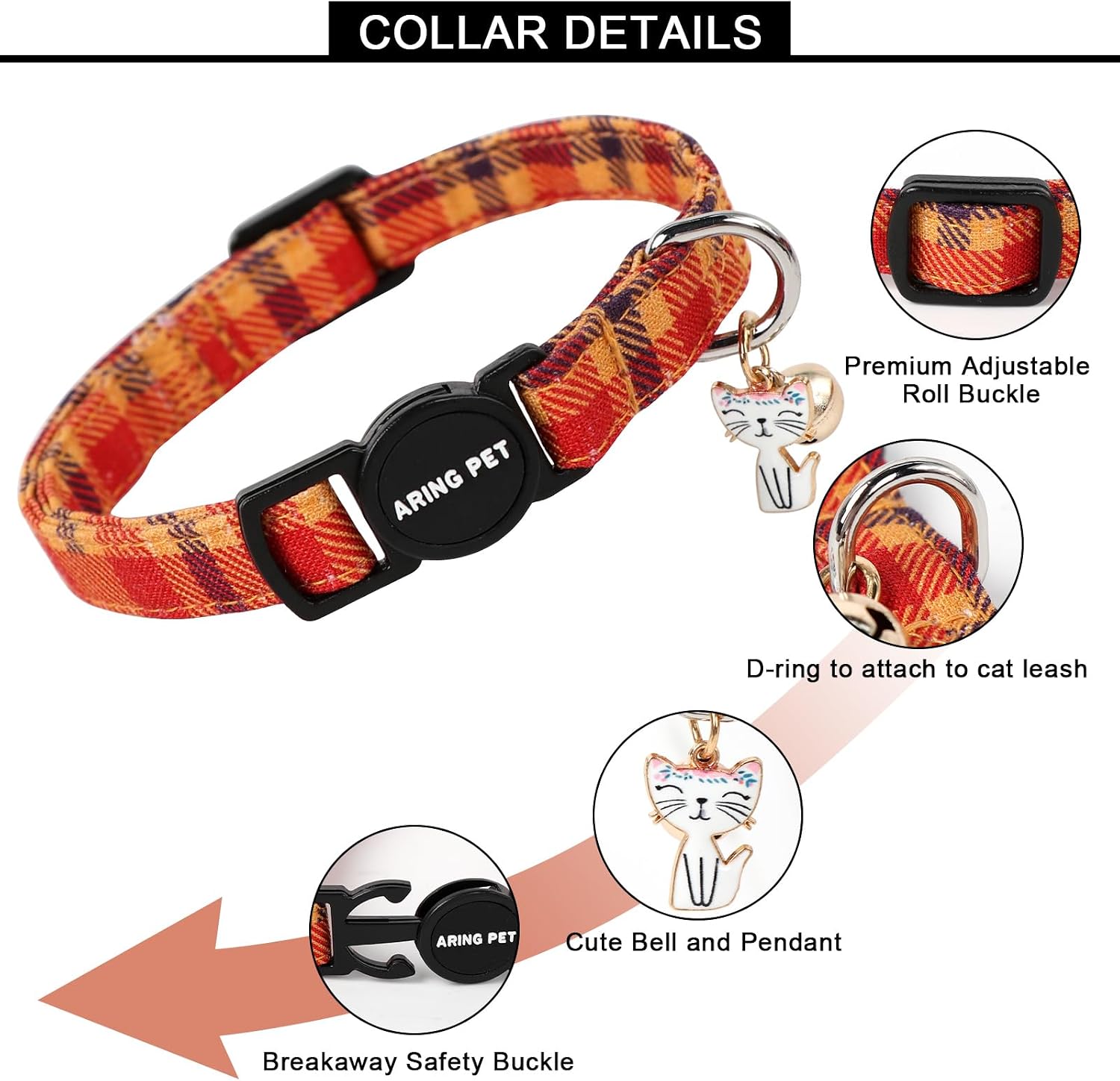 ARING PET 2 Pack Cat Collars-Cute Breakaway Cat Collar with Bell & Pendant, Adjustable Christmas Kitten Collars with Safety Buckle for Girl and Boy Cats - Image 9