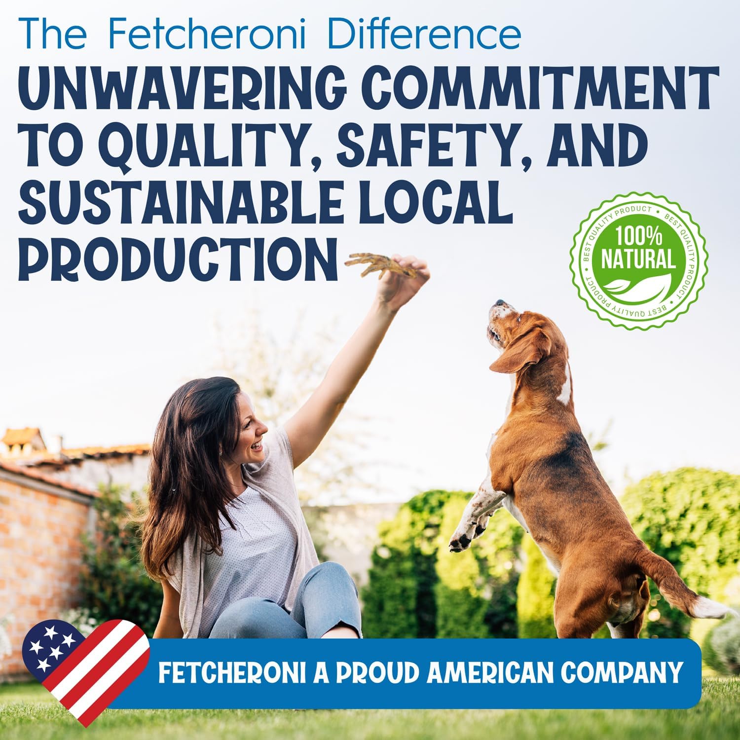 Authentic Fetcheroni USA imported natural pet treats product display