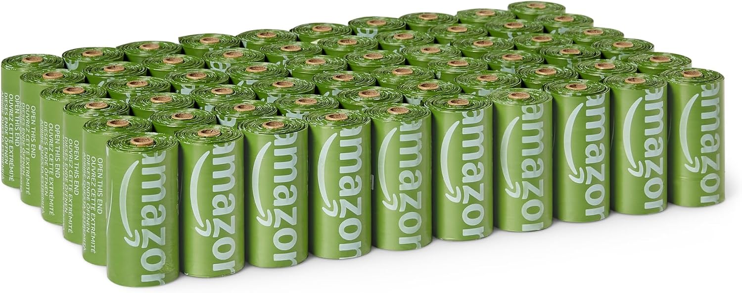 Three hundred pack dog poop bags showing perforation details