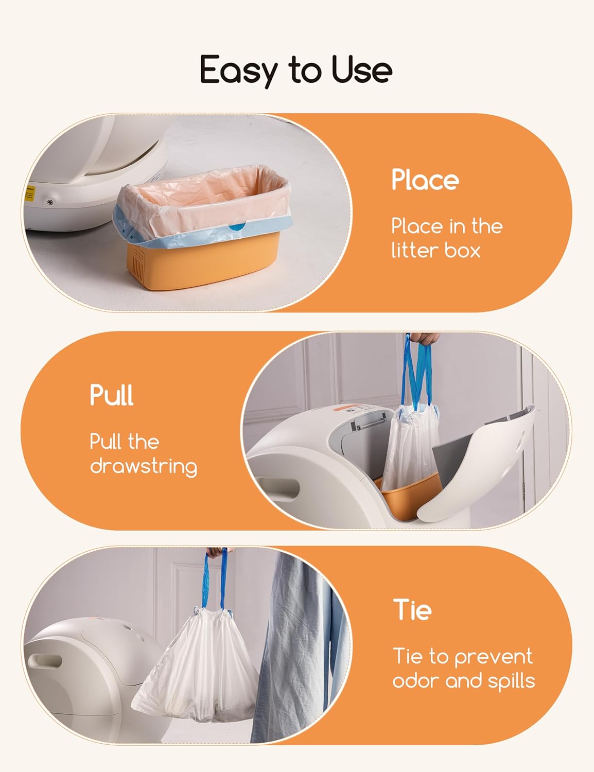 Close up view of the durable 10 kilogram capacity seam construction on MeoWant cat litter liners