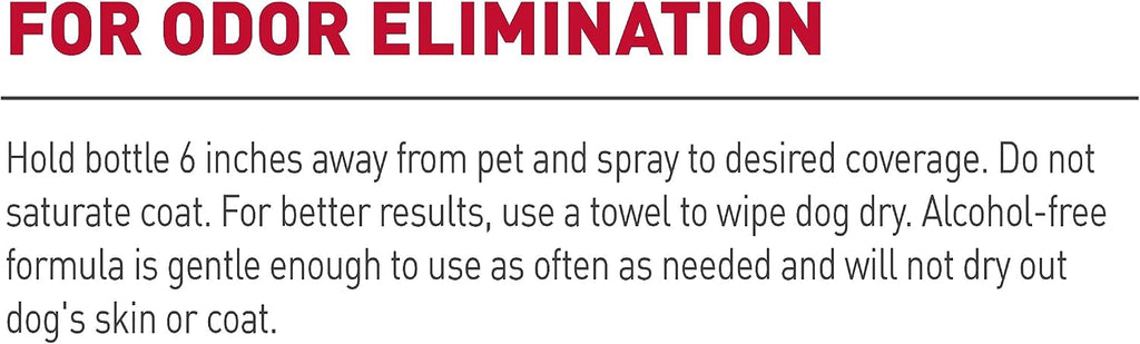 Back of Nature's Miracle dog freshening spray bottle