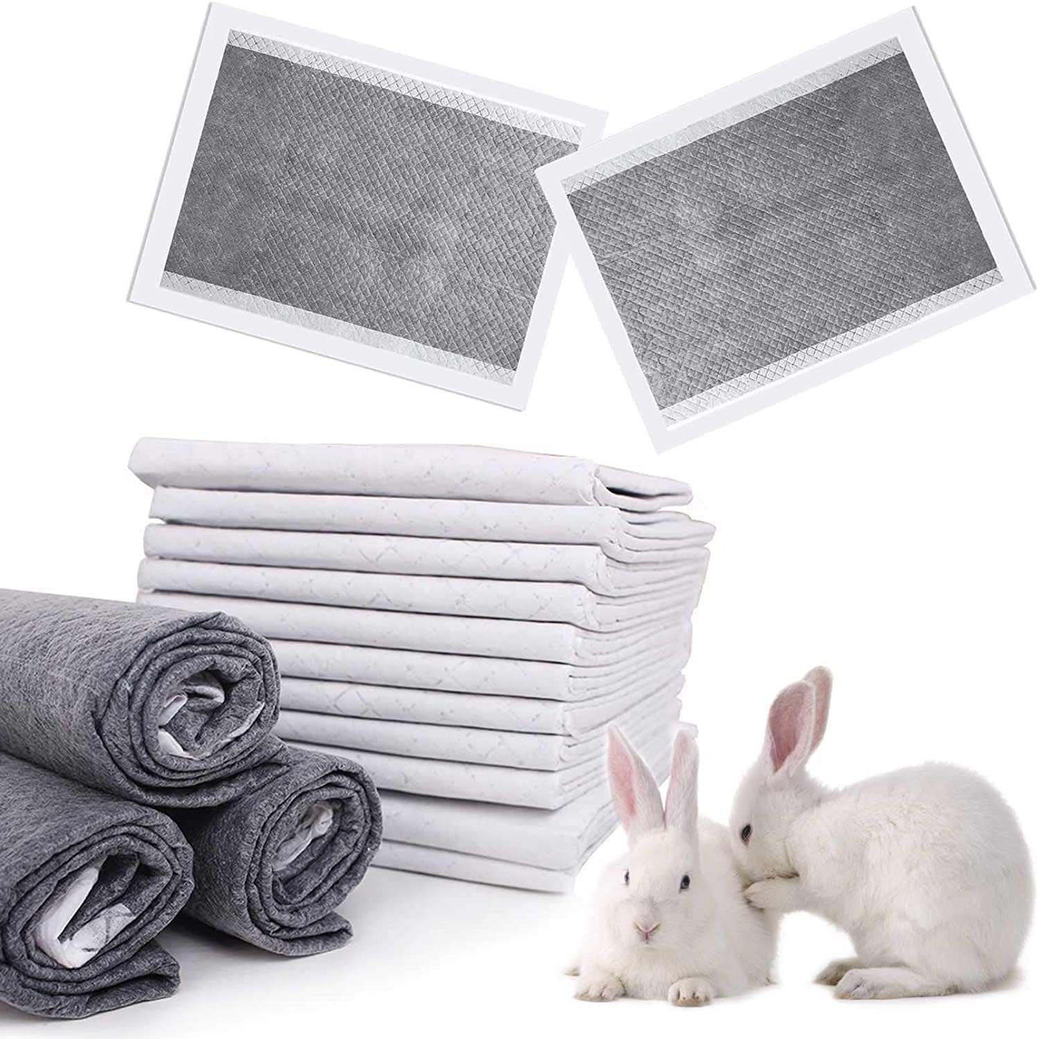 kathson Rabbit Pee Pads Disposable Cage Liners 100PCS All Absorb Black Carbon Odor Control Bunny Training Accessories with Quick-Dry Surface for Puppy Guinea Pig Kitten Hedgehog Small Animals - Image 9