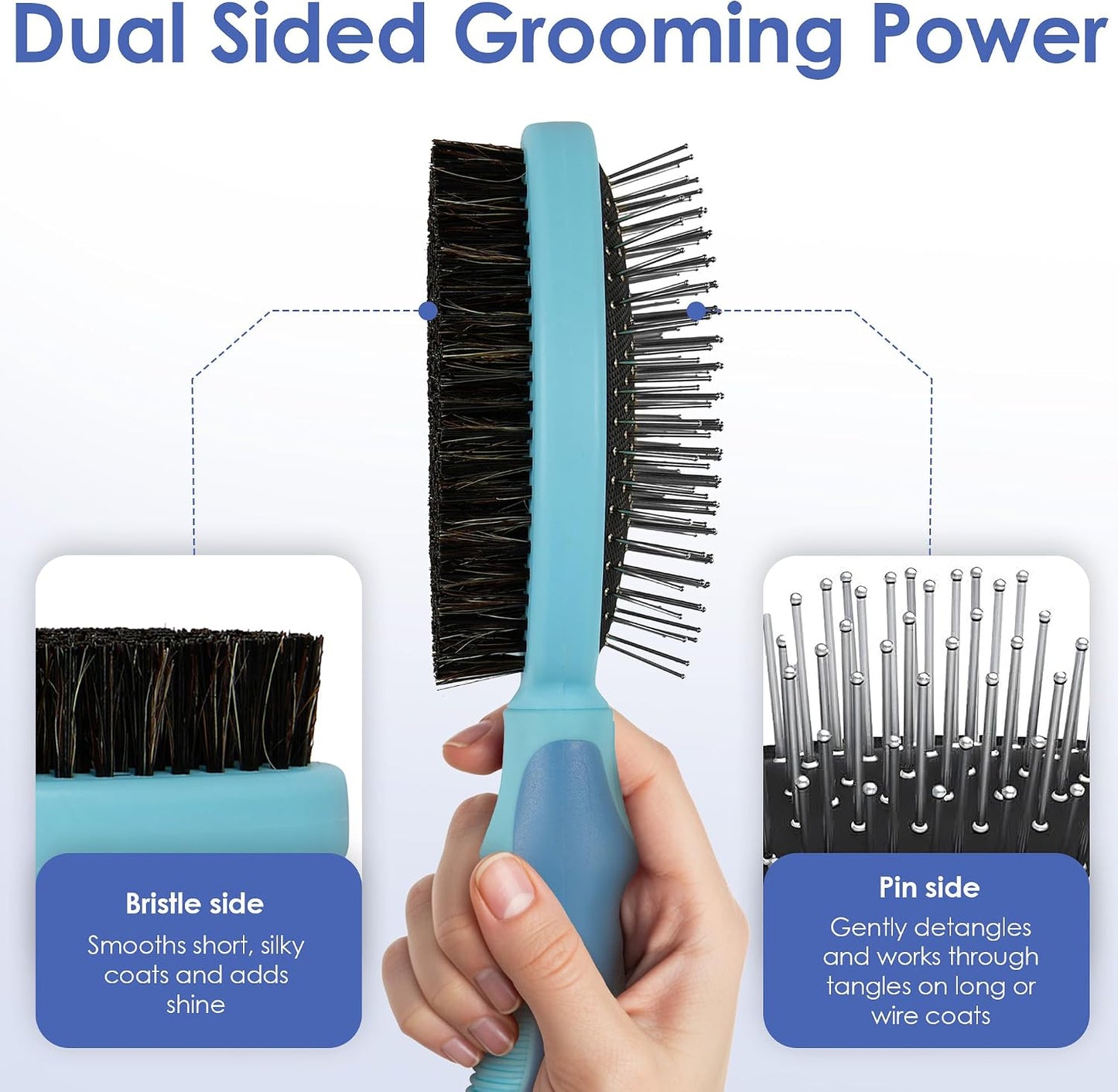 AKC 2-Sided ProBrush nylon bristle side for pet coat smoothing
