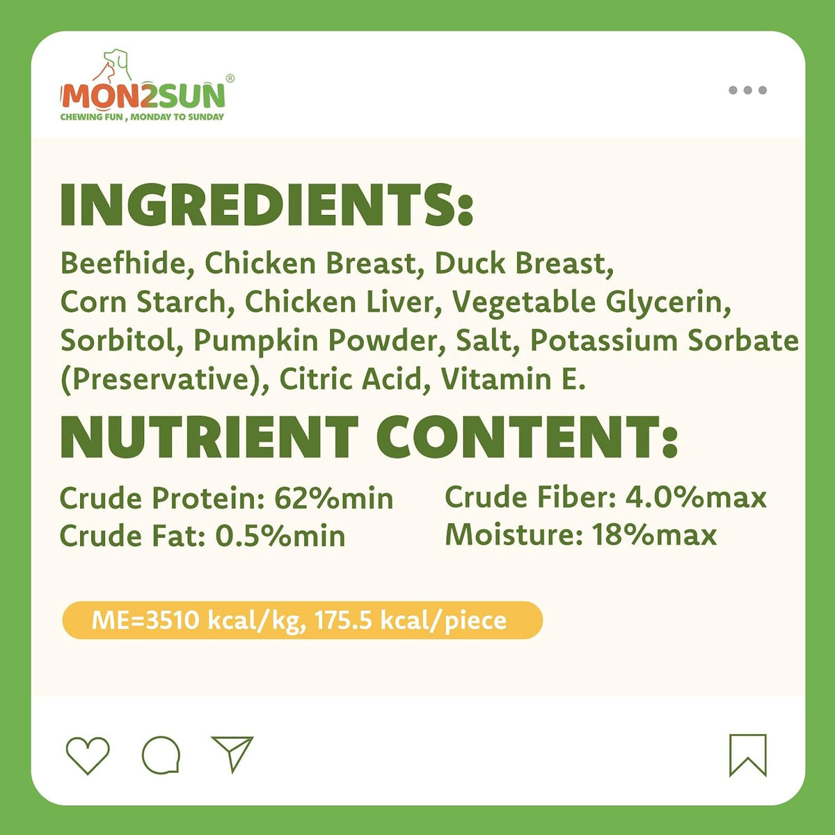 Mon2sun dental hygiene dog snacks for medium dogs