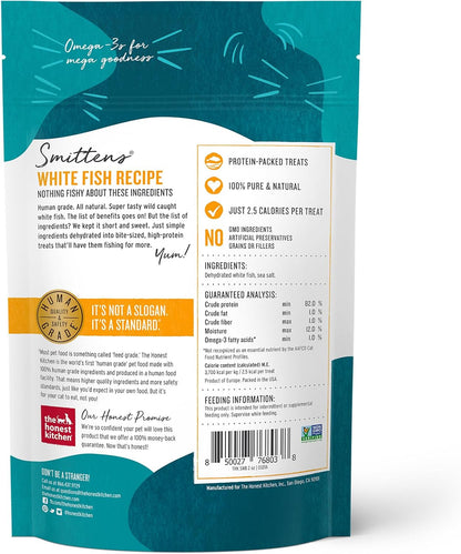 Heart shaped white fish dehydrated premium cat treats close up