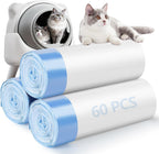 One hundred and twenty pack of cat litter box liners stored in a compact cabinet