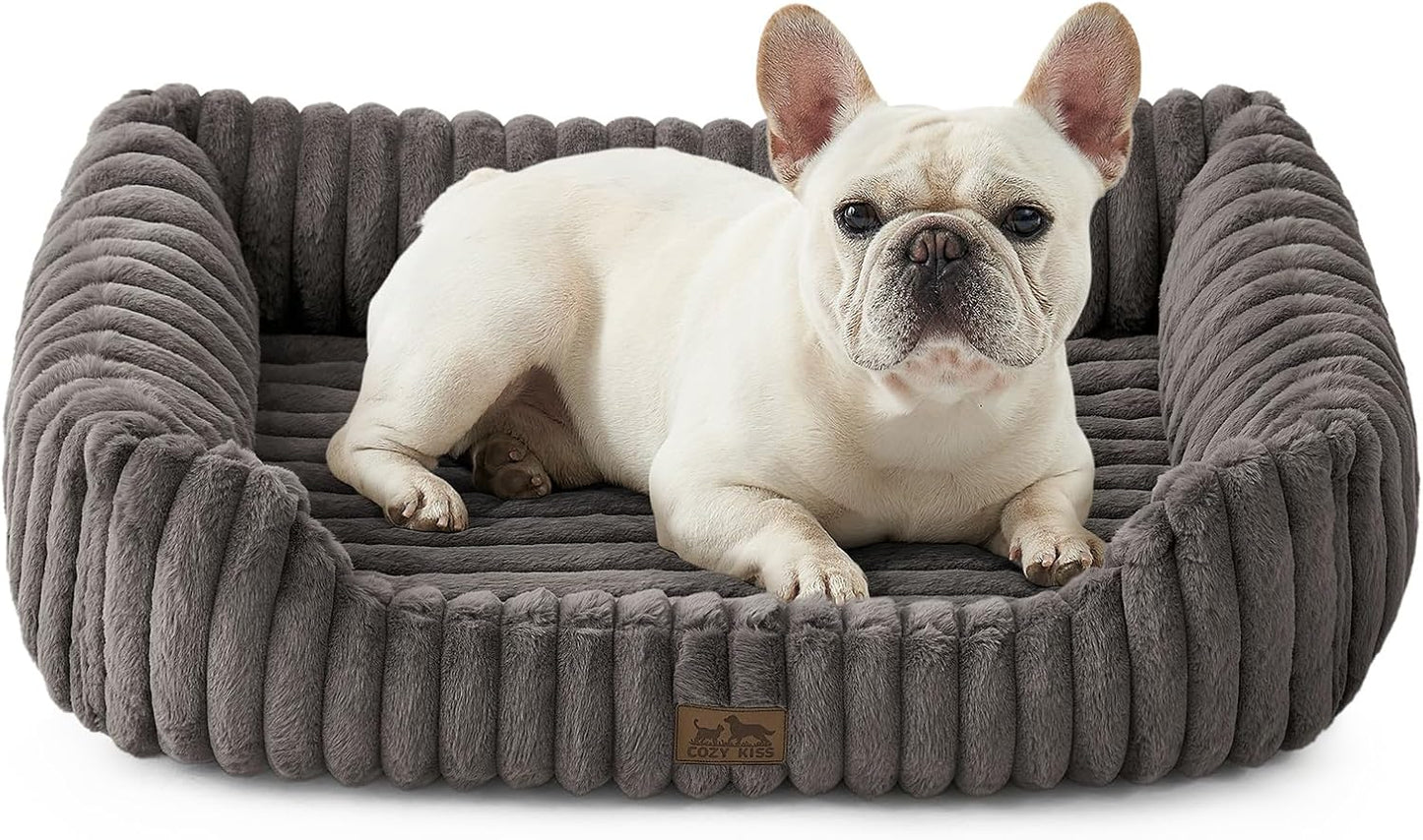 Orthopedic Dog Bed for Small Dogs & Cats - Washable Rectangle Pet Bed with Anti-Slip Bottom, Soft Calming Cat & Puppy Bed for Indoor Pets (25"x21"x6", Cream) - Image 9