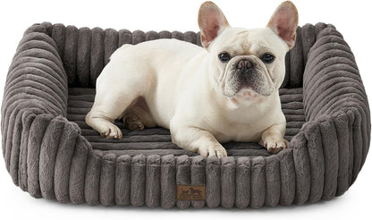 Orthopedic Dog Bed for Small Dogs & Cats - Washable Rectangle Pet Bed with Anti-Slip Bottom, Soft Calming Cat & Puppy Bed for Indoor Pets (25"x21"x6", Cream) - Image 9