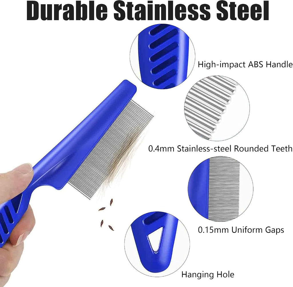Cat grooming tool set for removing ticks dirt and tear stains.