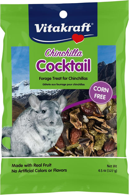 Vitakraft Cocktail Mixed Fruit Chinchilla Treat front pouch view for premium pet care.