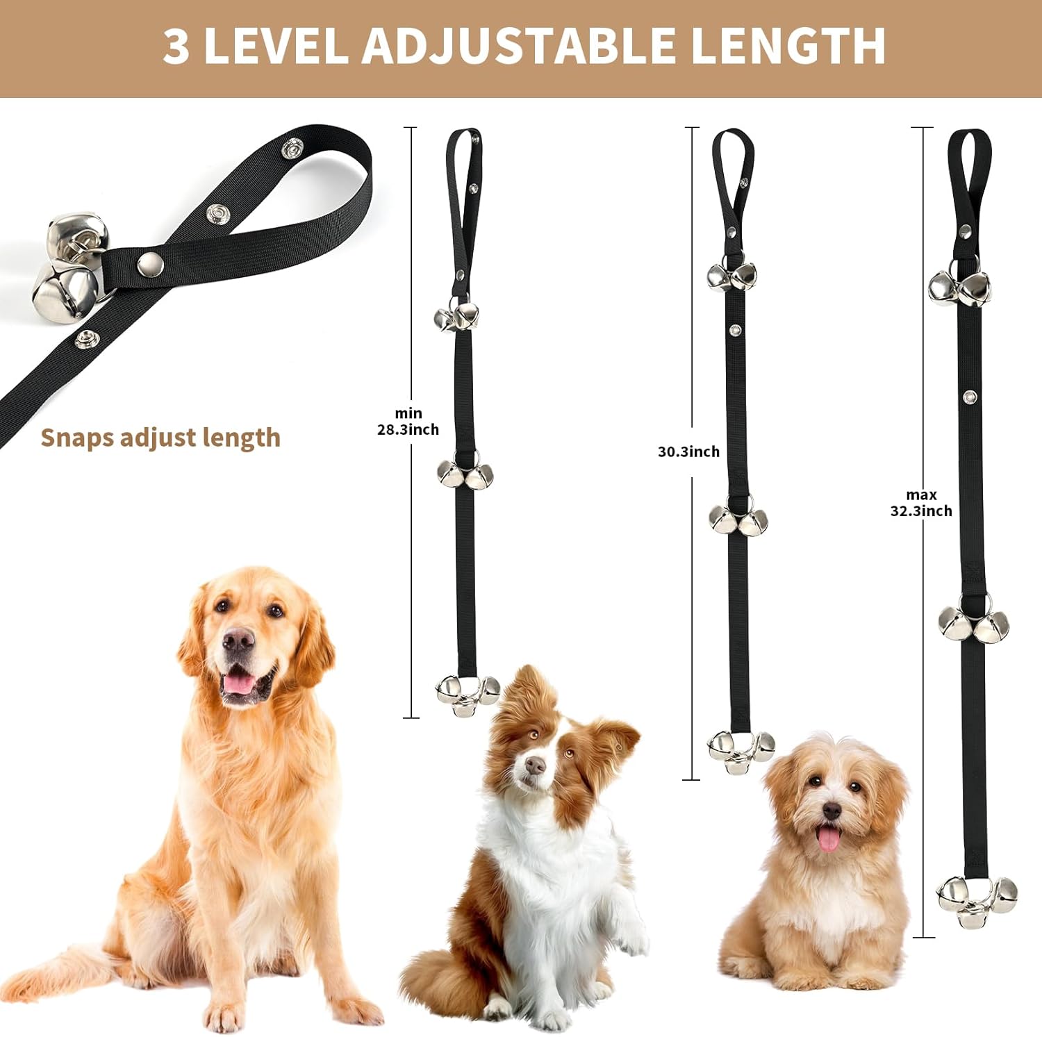 Adjustable nylon strap of Luckyiren puppy bells