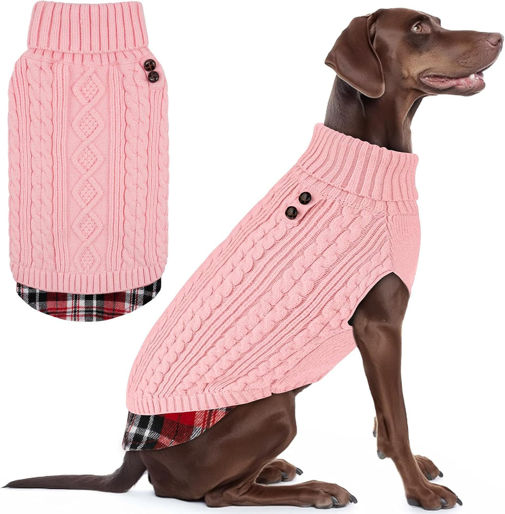 KYEESE Dog Sweater Soft Pullover Dog Sweaters for Small Dogs Male Warm Turtleneck Small Dogs Sweater with Gingham Patchwork Stretchy Knitwear Cat Clothes Comfy Pet Coat for Fall Winter Cold Weather - Image 10