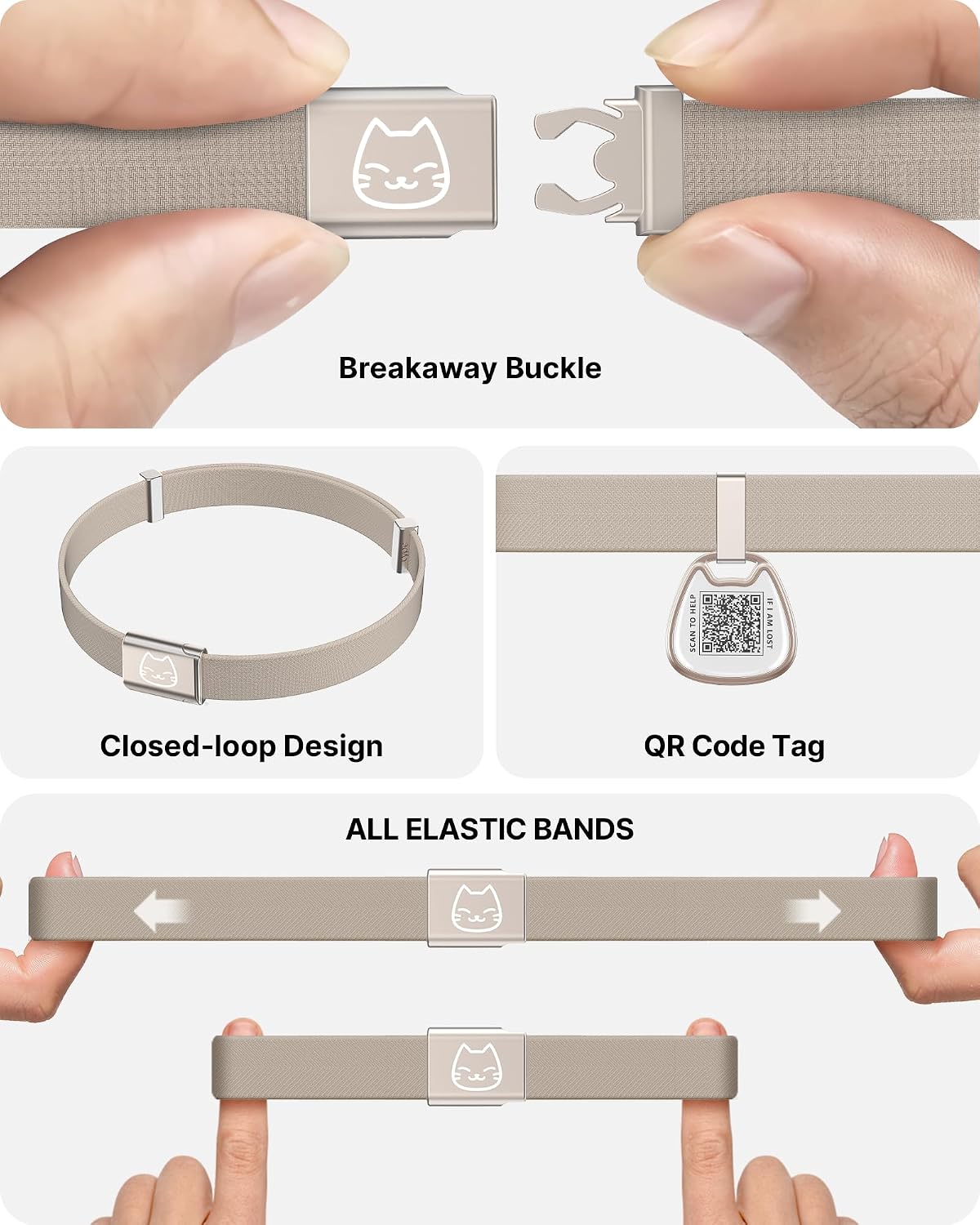 Typecase adjustable kitten collar demonstrating the quick release breakaway safety buckle