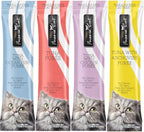 Fussie Cat lickable cat treat tube held for feeding
