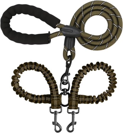 BAOBOTE Double Dog Leash,Dual Dog Leash with Shock Absorbing Bungee Reflective for Two Dogs 360 Swivel No Tangle (Purple) - Image 9