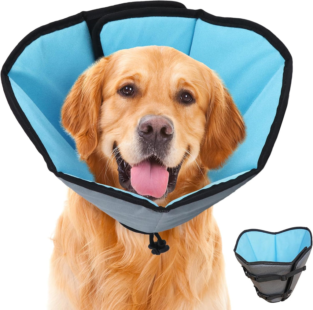 Soft Dog Cone Collar After Surgery: Long Alternative Comfortable Comfy Fabric Recovery Shame Elizabethan Stop Licking Small Medium Large Dogs (Blue, L) - Image 10