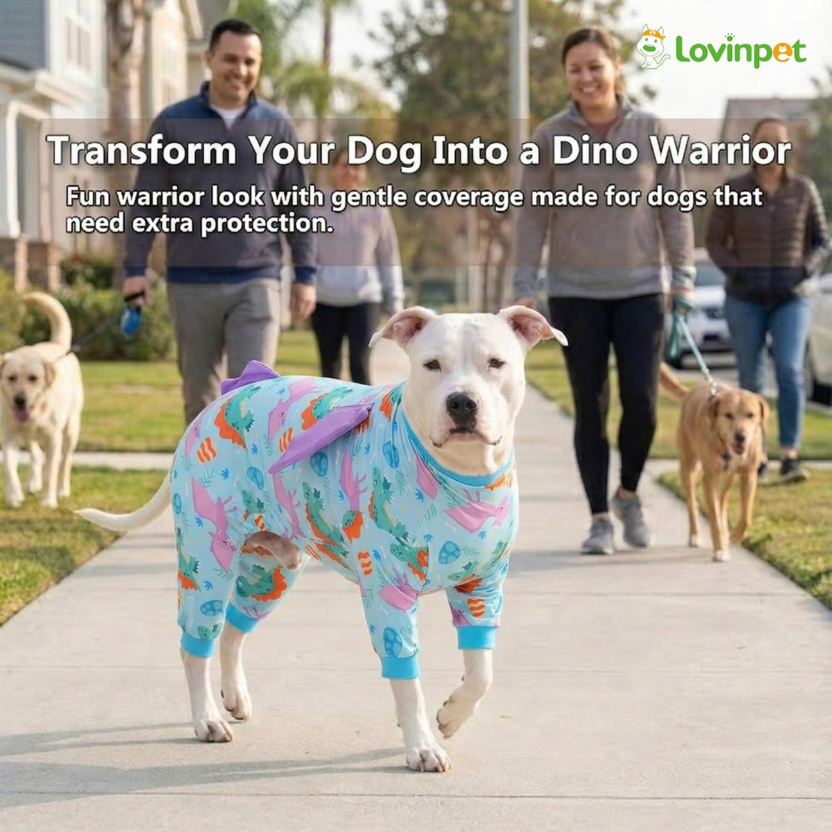LovinPet breathable cotton blend pet onesie for large dog anxiety relief