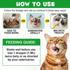 Two fluid ounces feline allergy relief supplement bottle close up