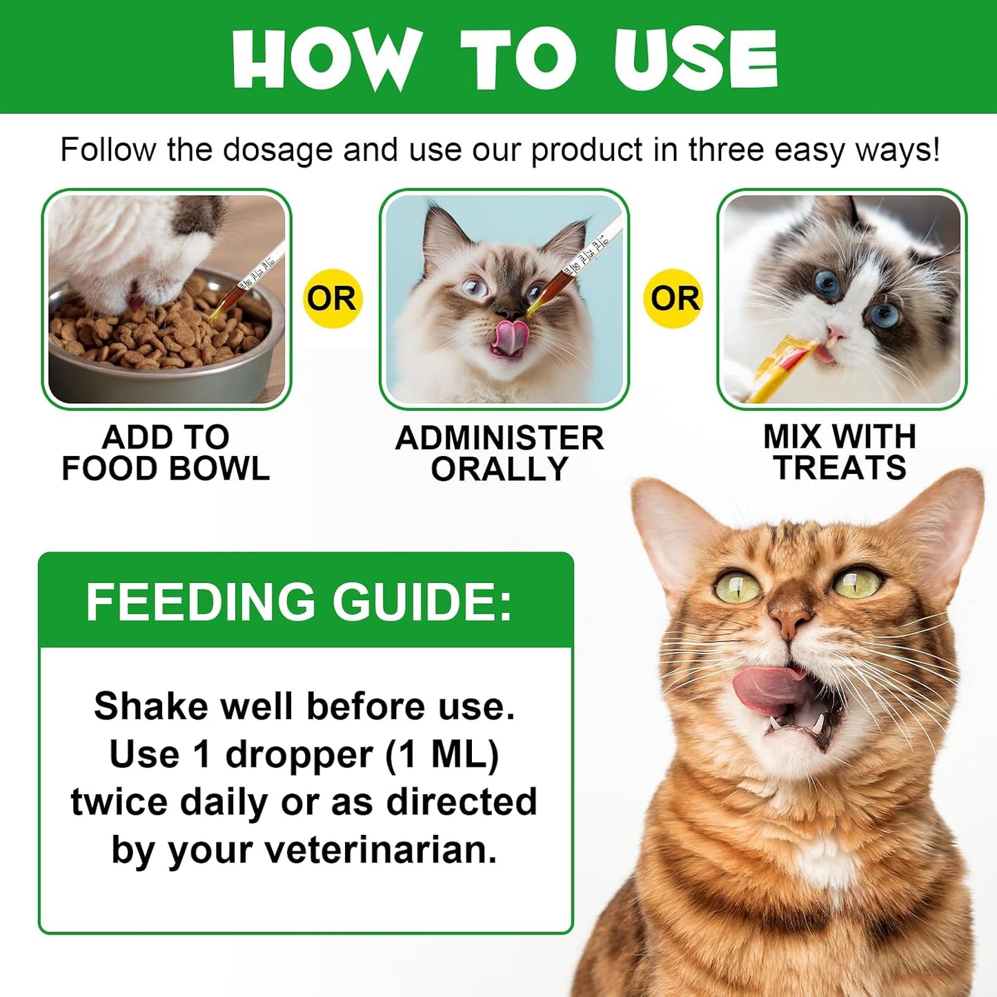 Two fluid ounces feline allergy relief supplement bottle close up